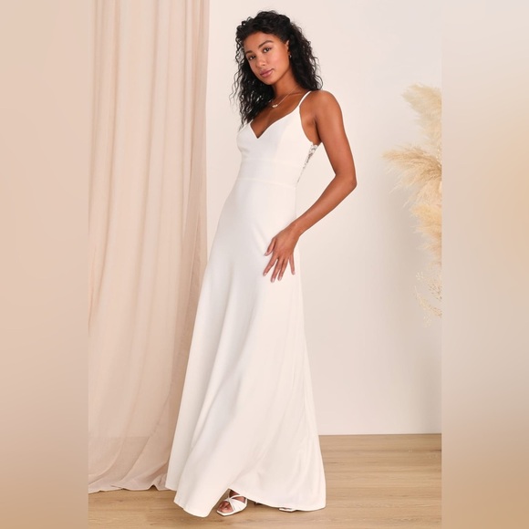NWOT Lulus Forever a Fairytale White Lace Sleeveless Maxi Dress - Picture 3 of 9